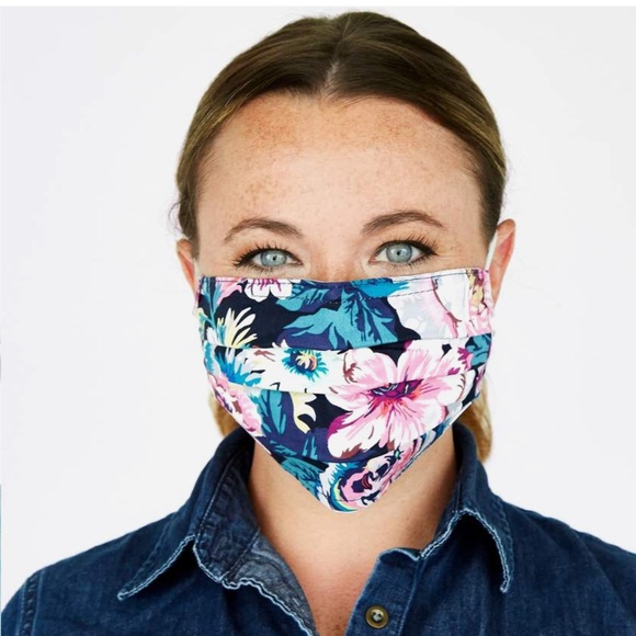 Vera Bradley Pleated Mask - Petite Neon Blooms - Picture 5 of 8